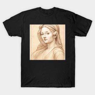 Study of a Young Woman by Leonardo da Vinci - Artistic Homage T-Shirt